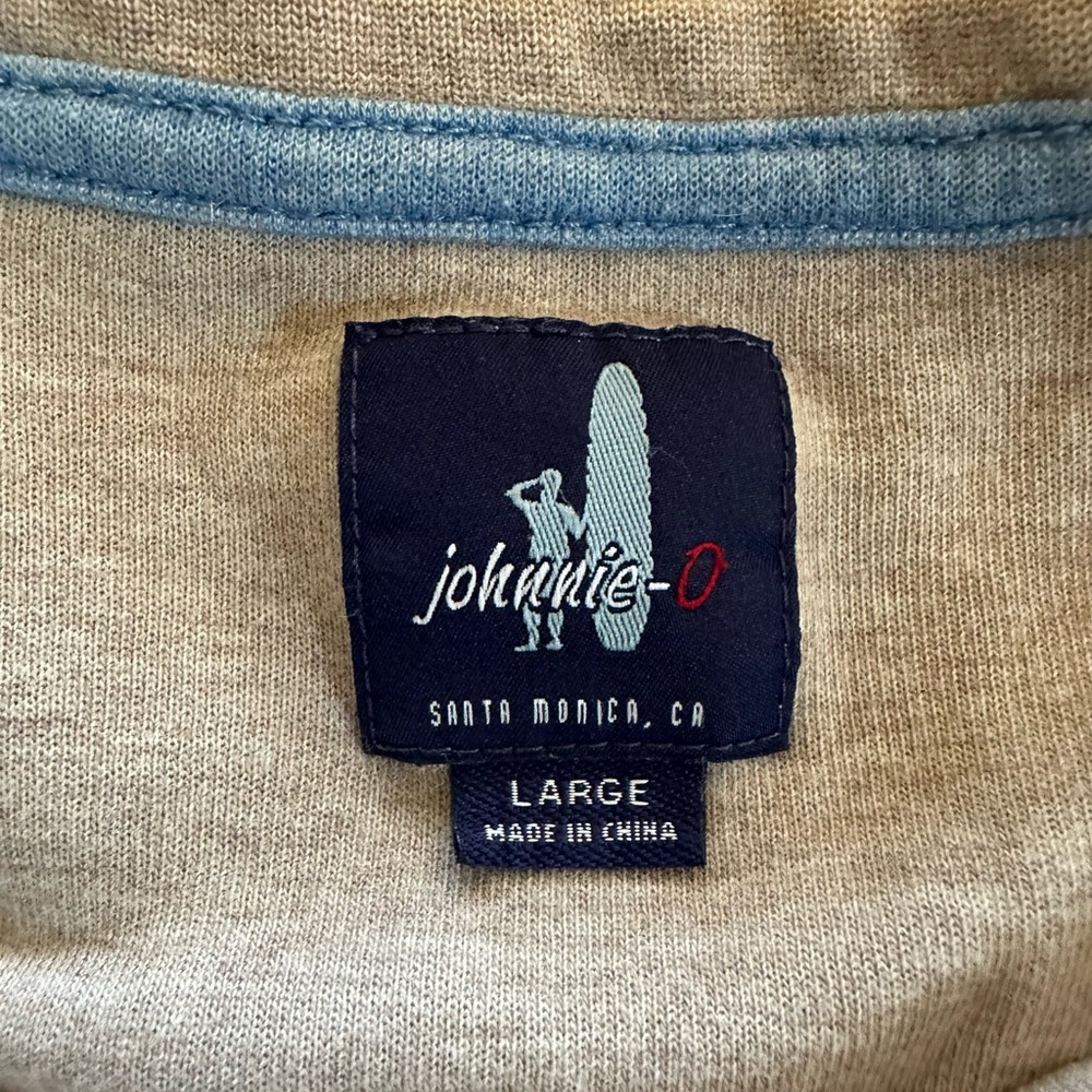 johnnie-O Blue Body with Tan Raglan Crewneck Shirt Sizr L - Picture 3 of 5